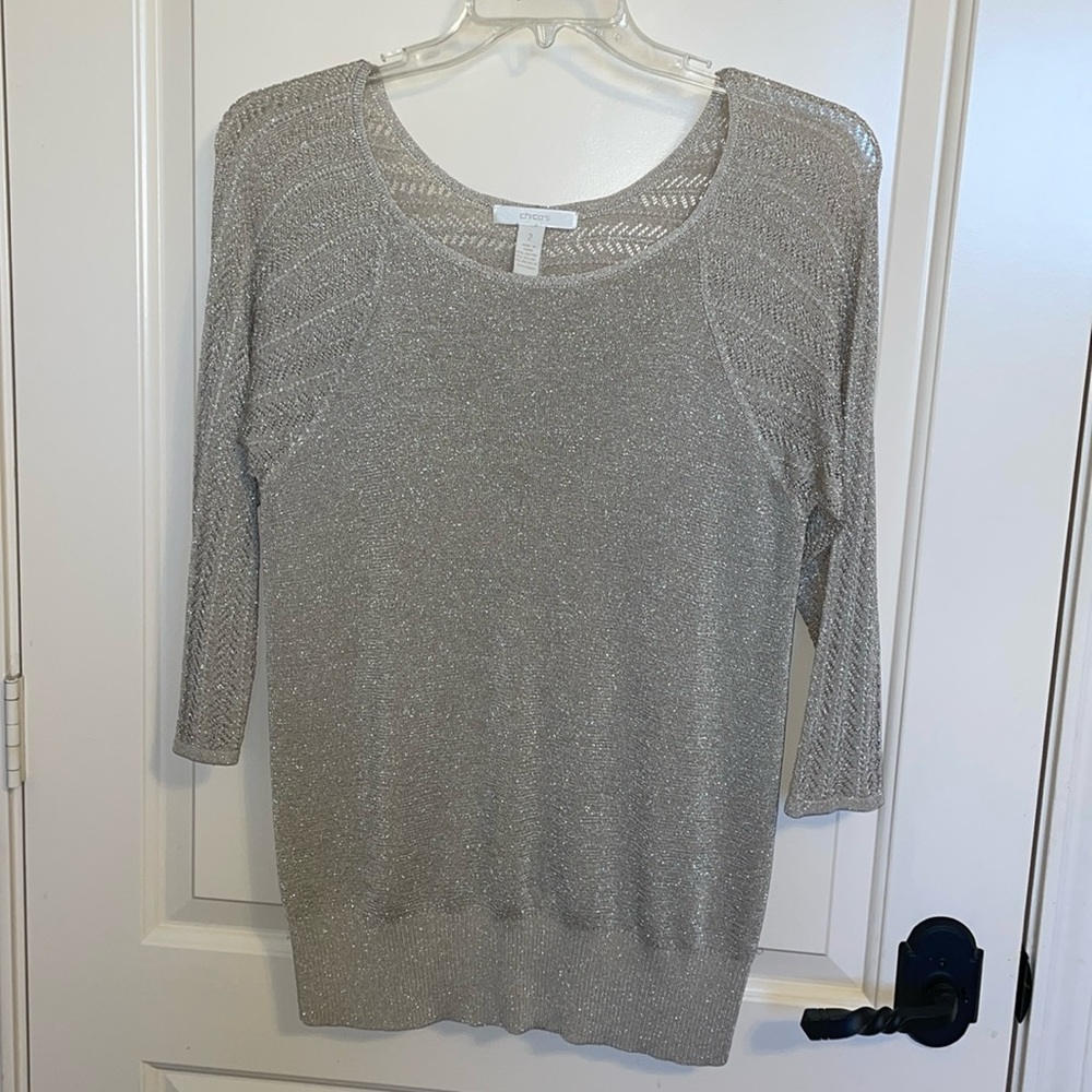 Chico’s Gold Shimmer Sweater - Size 2, Large